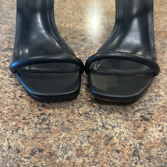 Steven New York Jacee Sandals Size 8.5 Black Block Heels Square Toe Slip On - Picture 4 of 10